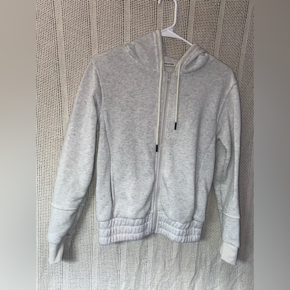 Fire & Fleur Zip Up Basic Light Gray Fleece Sweatshirt Jacket Women’s Sz XS
